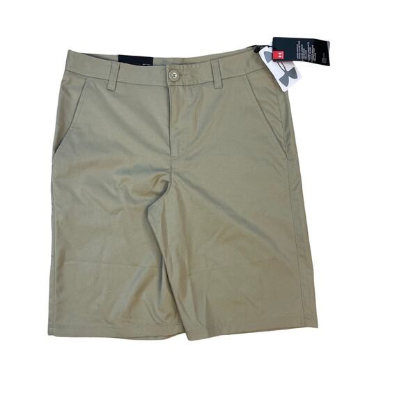 Under Armour Boys Khaki Golf Shorts Size 16 Tan Polyester NWT - Picture 1 of 11